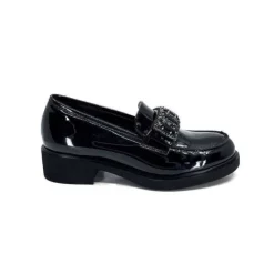 Ivoire0130a Ivoire 844926 Cuir Vernis Noir*Femme Mocassins