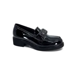 Ivoire0130a Ivoire 844926 Cuir Vernis Noir*Femme Mocassins