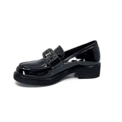 Ivoire0130a Ivoire 844926 Cuir Vernis Noir*Femme Mocassins