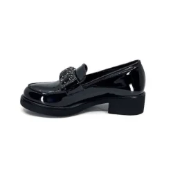 Ivoire0130a Ivoire 844926 Cuir Vernis Noir*Femme Mocassins