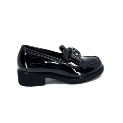 Ivoire0130a Ivoire 844926 Cuir Vernis Noir*Femme Mocassins
