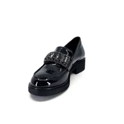 Ivoire0130a Ivoire 844926 Cuir Vernis Noir*Femme Mocassins