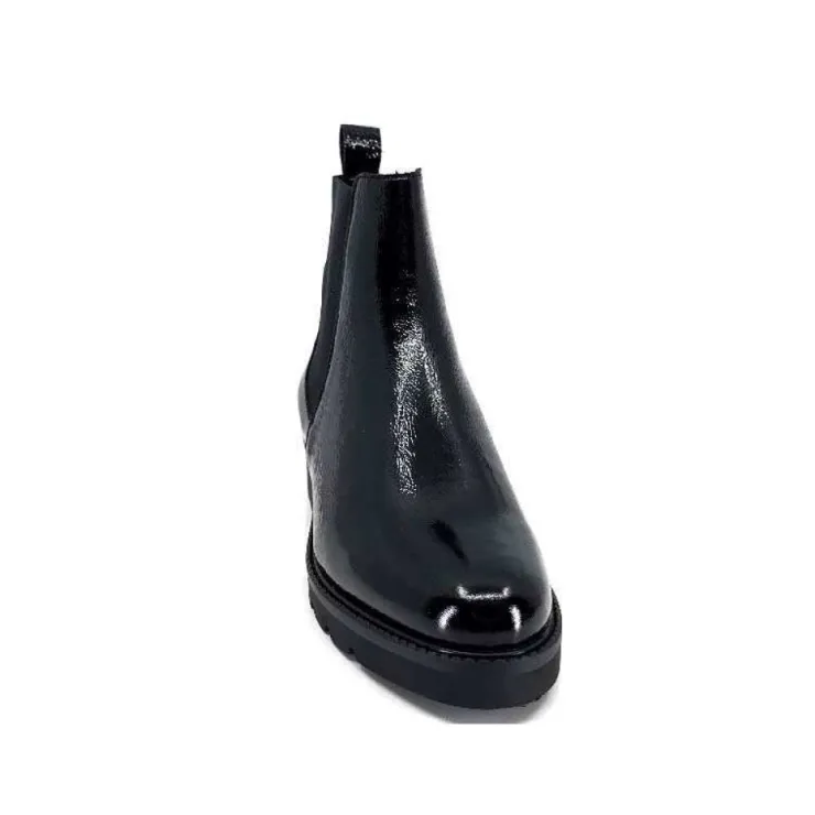 We Do Ivoire 99504 Cuir Vernis Noir*Femme Bottines