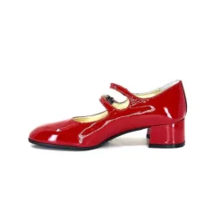 Ivoire0330 Ivoire 914 Cuir Vernis Rouge*Femme Ballerines