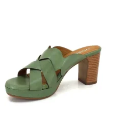 Ivoire0399a Ivoire 6080 Cuir Vert Olive*Femme Mules