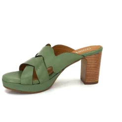 Ivoire0399a Ivoire 6080 Cuir Vert Olive*Femme Mules
