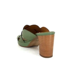 Ivoire0399a Ivoire 6080 Cuir Vert Olive*Femme Mules