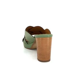 Ivoire0399a Ivoire 6080 Cuir Vert Olive*Femme Mules