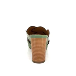 Ivoire0399a Ivoire 6080 Cuir Vert Olive*Femme Mules