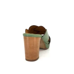 Ivoire0399a Ivoire 6080 Cuir Vert Olive*Femme Mules