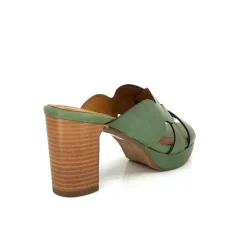 Ivoire0399a Ivoire 6080 Cuir Vert Olive*Femme Mules