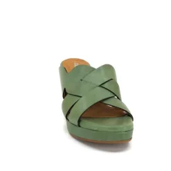 Ivoire0399a Ivoire 6080 Cuir Vert Olive*Femme Mules