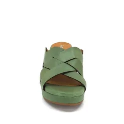 Ivoire0399a Ivoire 6080 Cuir Vert Olive*Femme Mules