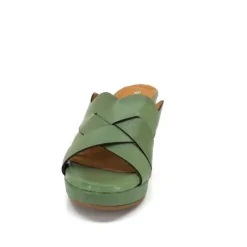Ivoire0399a Ivoire 6080 Cuir Vert Olive*Femme Mules