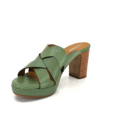 Ivoire0399a Ivoire 6080 Cuir Vert Olive*Femme Mules