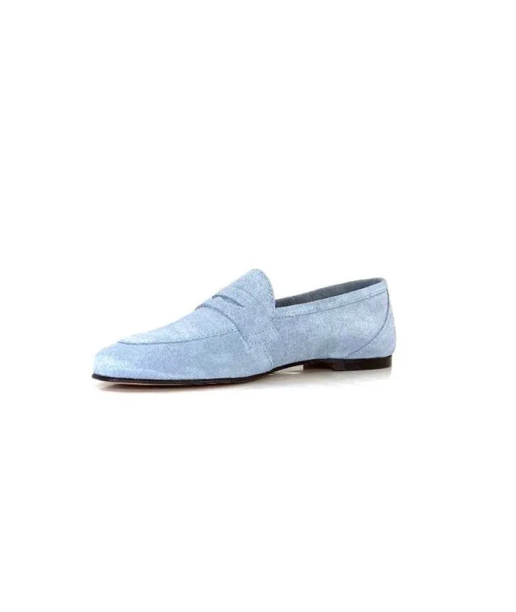 Ivoire0209b Ivoire 10648 Daim Azul Ciel*Femme Mocassins
