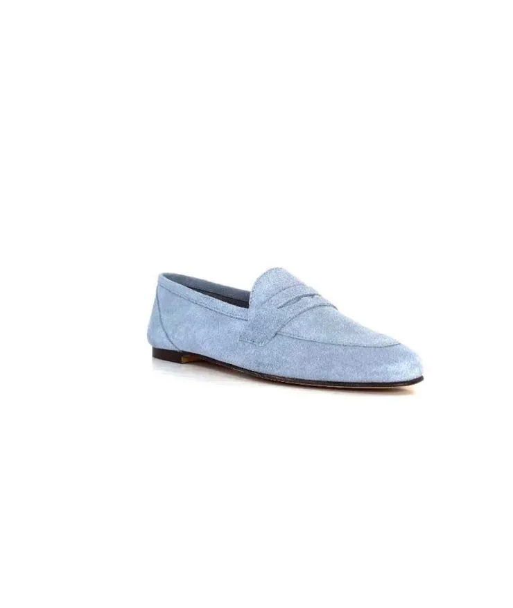 Ivoire0209b Ivoire 10648 Daim Azul Ciel*Femme Mocassins