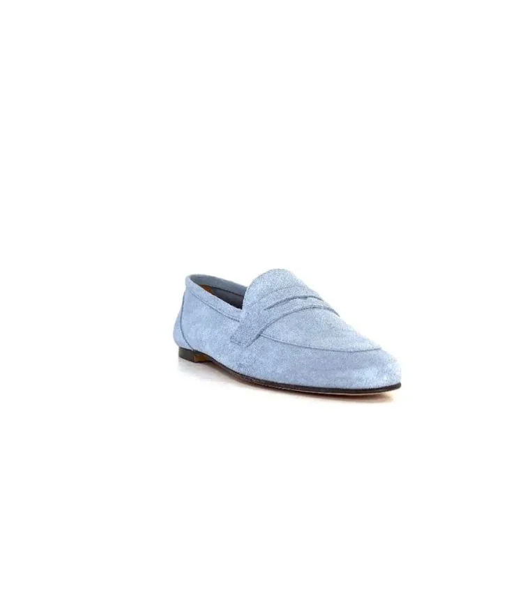 Ivoire0209b Ivoire 10648 Daim Azul Ciel*Femme Mocassins