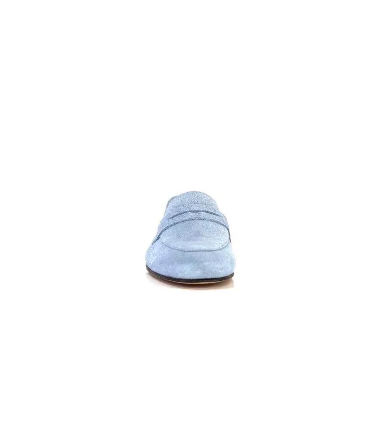 Ivoire0209b Ivoire 10648 Daim Azul Ciel*Femme Mocassins