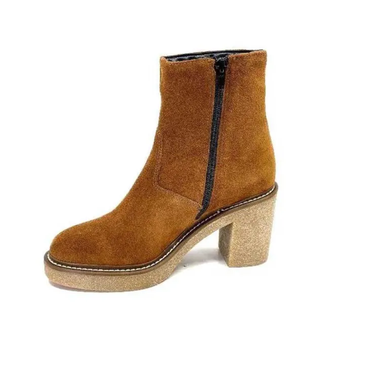 Ivoire0104a Ivoire 52245 Daim Cognac*Femme Bottines