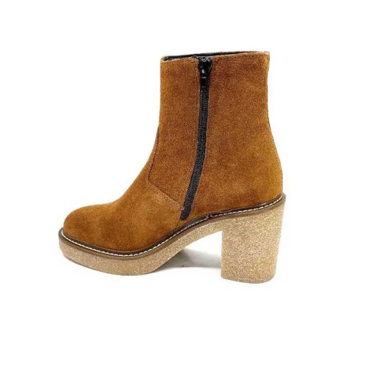 Ivoire0104a Ivoire 52245 Daim Cognac*Femme Bottines