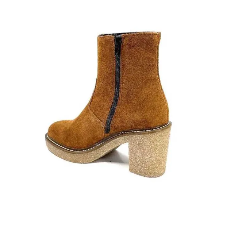 Ivoire0104a Ivoire 52245 Daim Cognac*Femme Bottines