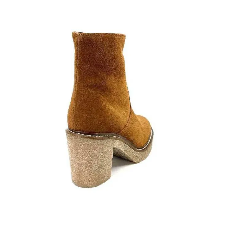 Ivoire0104a Ivoire 52245 Daim Cognac*Femme Bottines
