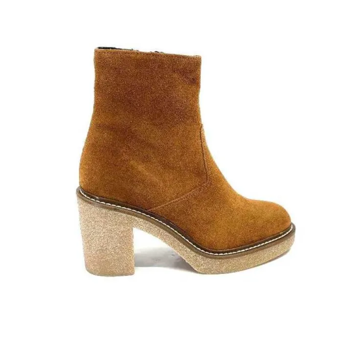 Ivoire0104a Ivoire 52245 Daim Cognac*Femme Bottines