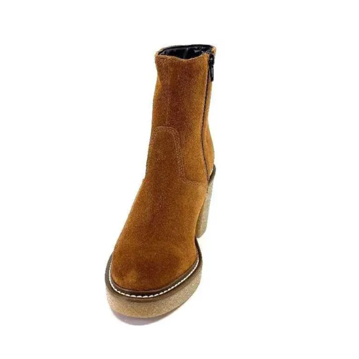 Ivoire0104a Ivoire 52245 Daim Cognac*Femme Bottines
