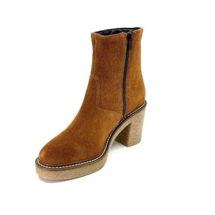 Ivoire0104a Ivoire 52245 Daim Cognac*Femme Bottines