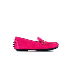 Ivoire0209b Ivoire 12443 Daim Fushia*Femme Mocassins