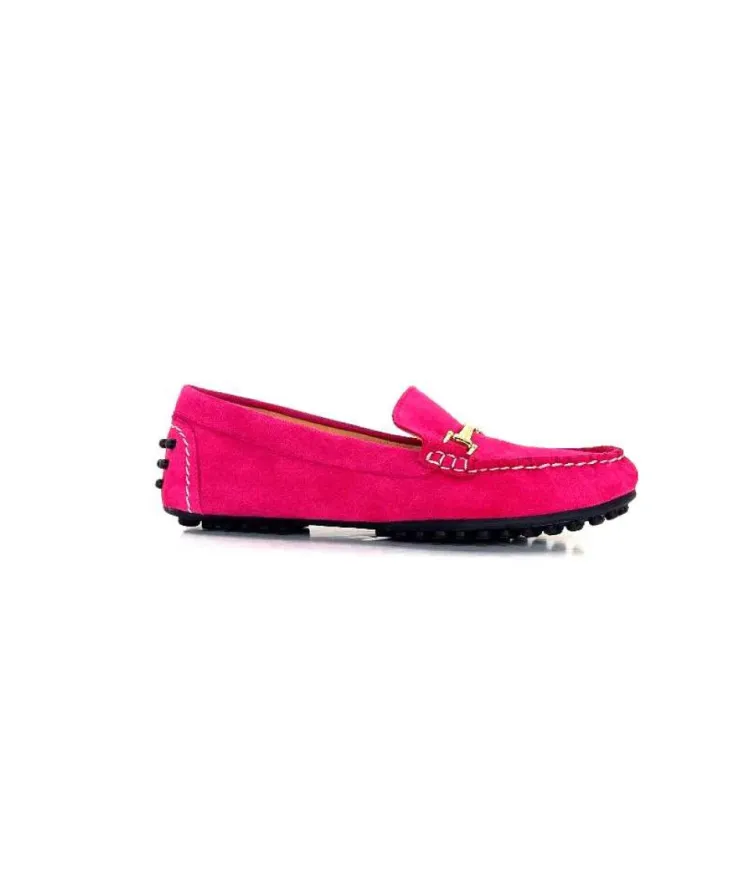 Ivoire0209b Ivoire 12443 Daim Fushia*Femme Mocassins