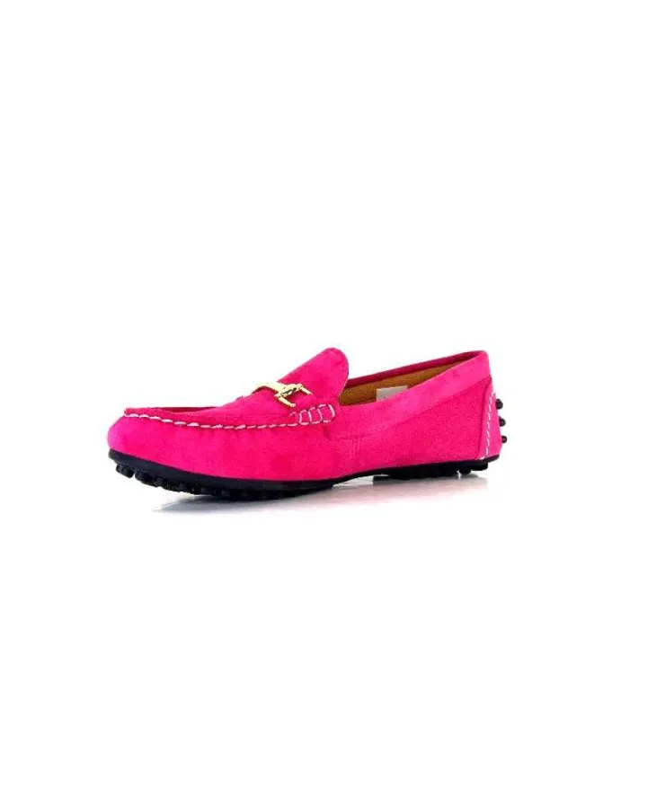 Ivoire0209b Ivoire 12443 Daim Fushia*Femme Mocassins