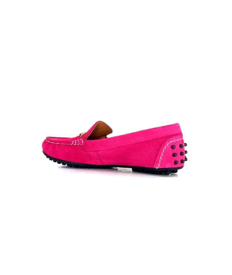 Ivoire0209b Ivoire 12443 Daim Fushia*Femme Mocassins