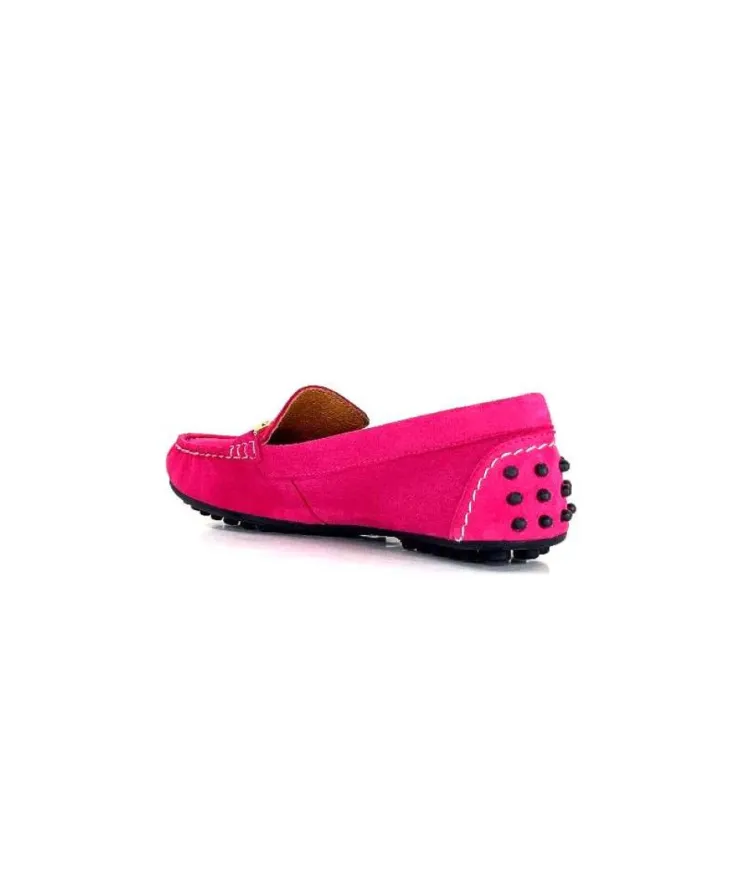 Ivoire0209b Ivoire 12443 Daim Fushia*Femme Mocassins