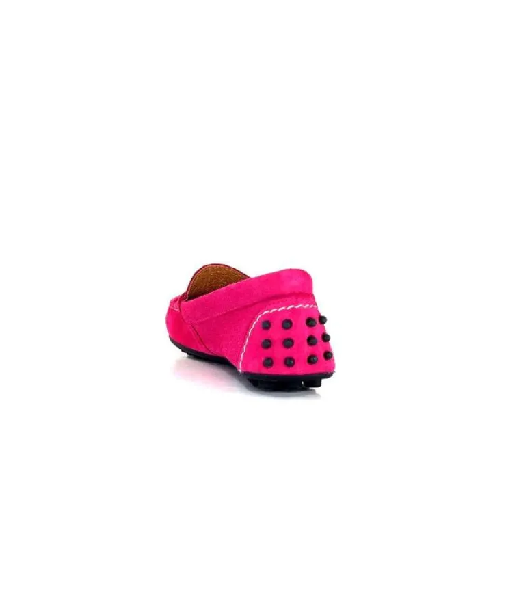 Ivoire0209b Ivoire 12443 Daim Fushia*Femme Mocassins