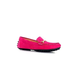 Ivoire0209b Ivoire 12443 Daim Fushia*Femme Mocassins