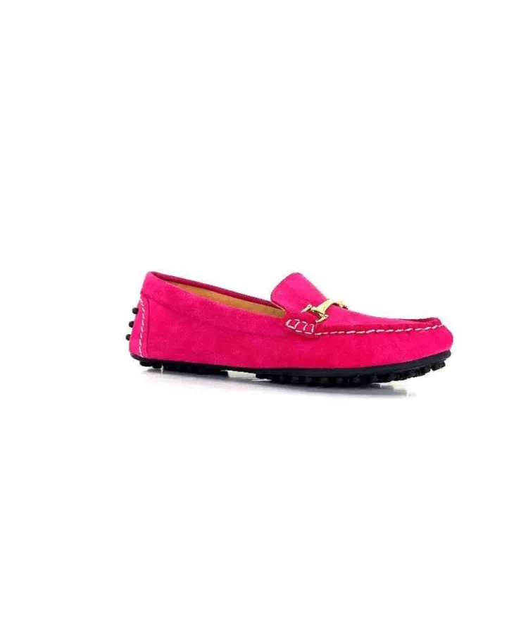 Ivoire0209b Ivoire 12443 Daim Fushia*Femme Mocassins