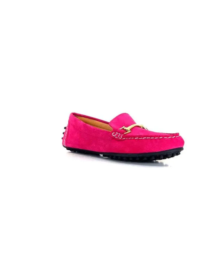 Ivoire0209b Ivoire 12443 Daim Fushia*Femme Mocassins