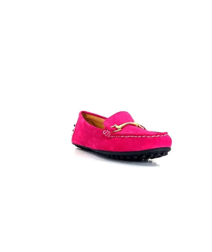Ivoire0209b Ivoire 12443 Daim Fushia*Femme Mocassins