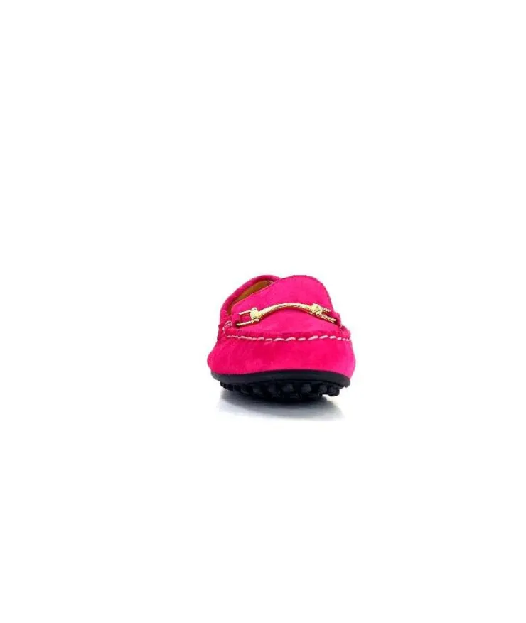 Ivoire0209b Ivoire 12443 Daim Fushia*Femme Mocassins