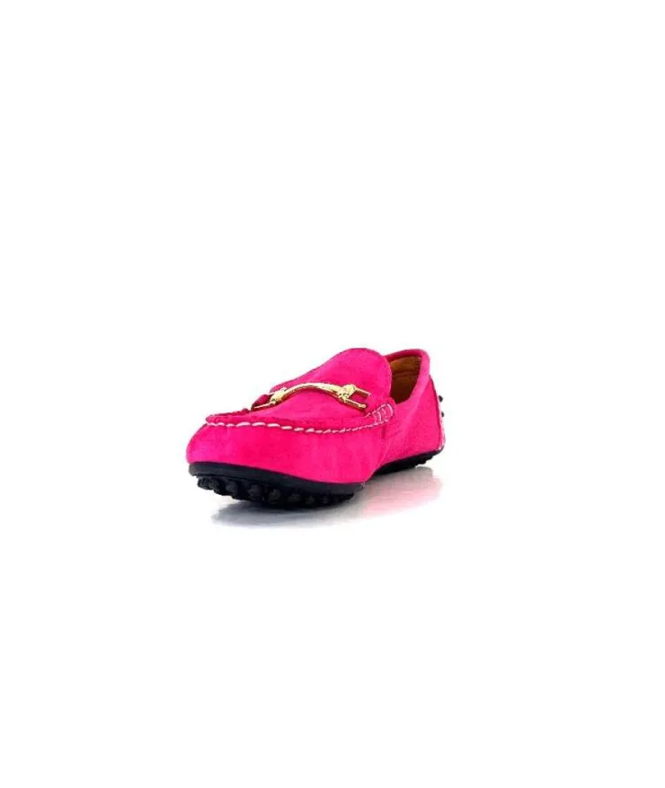 Ivoire0209b Ivoire 12443 Daim Fushia*Femme Mocassins