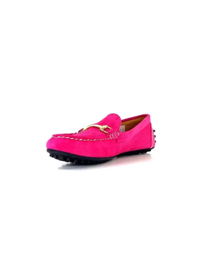 Ivoire0209b Ivoire 12443 Daim Fushia*Femme Mocassins