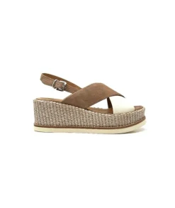 Ivoire0551 Ivoire 2153 Daim Marron Cuir Creme*Femme Plateformes