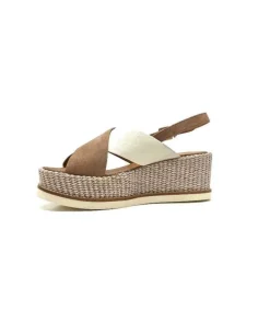 Ivoire0551 Ivoire 2153 Daim Marron Cuir Creme*Femme Plateformes