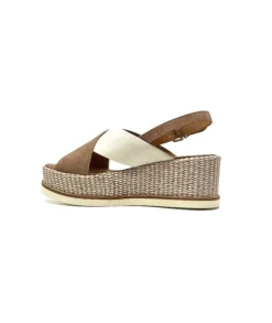 Ivoire0551 Ivoire 2153 Daim Marron Cuir Creme*Femme Plateformes