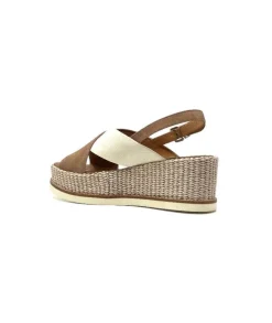 Ivoire0551 Ivoire 2153 Daim Marron Cuir Creme*Femme Plateformes