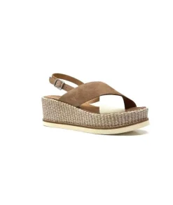 Ivoire0551 Ivoire 2153 Daim Marron Cuir Creme*Femme Plateformes