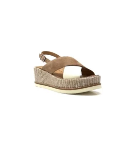 Ivoire0551 Ivoire 2153 Daim Marron Cuir Creme*Femme Plateformes