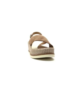 Ivoire0551 Ivoire 2153 Daim Marron Cuir Creme*Femme Plateformes